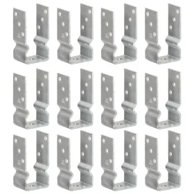 Anclajes de valla 12 uds acero galvanizado plateado 7x6x15 cm by , Spikes for anchoring in the ground - Ref: Foro24-145328, P...