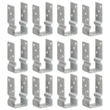 Anclajes de valla 12 uds acero galvanizado plateado 7x6x15 cm by , Spikes for anchoring in the ground - Ref: Foro24-145328, P...