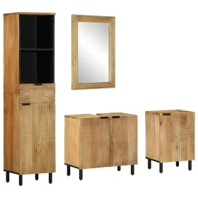 Conjunto de muebles de baño 4 piezas marrón madera maciza mango de , Muebles de baño - Ref: Foro24-3310008, Precio: 445,92 €,...