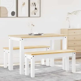 Juego de comedor Panama 3 pzas madera maciza de pino blanco by , Furniture sets for kitchens and dining rooms - Ref: Foro24-3...