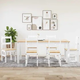 Juego de comedor Panama 7 pzas madera maciza de pino blanco by , Furniture sets for kitchens and dining rooms - Ref: Foro24-3...