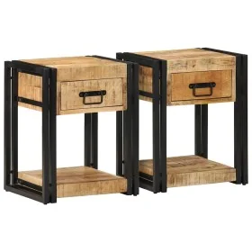 Mesitas de noche 2 piezas 40x35x50cm madera maciza rugosa mango von , Nachttische - Ref: Foro24-4016689, Preis: 166,11 €, Rab...