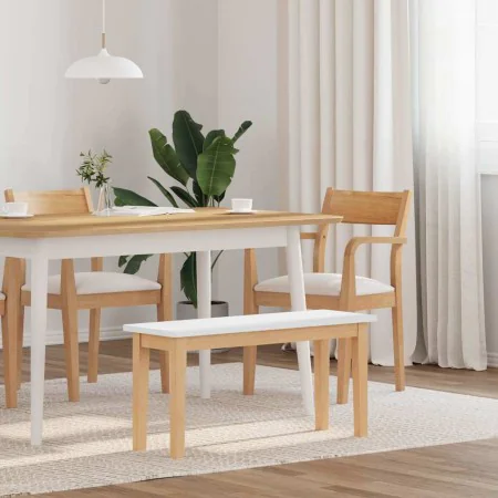 Banco 90 cm madera maciza caucho blanco de , Bancos de comedor y cocina - Ref: Foro24-4102598, Precio: 70,34 €, Descuento: %