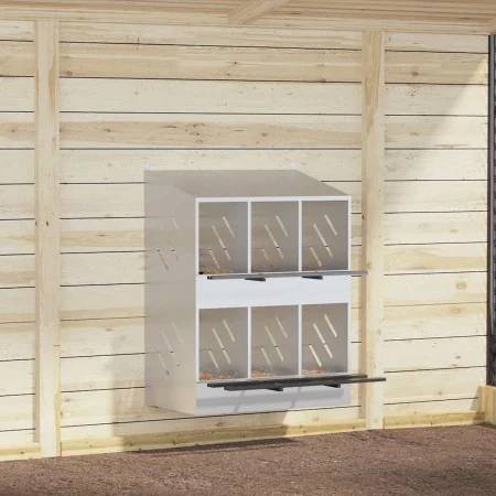 Nido para gallinas con 6 compartimentos plateado galvanizado by , Cages and habitats for small animals - Ref: Foro24-864352, ...