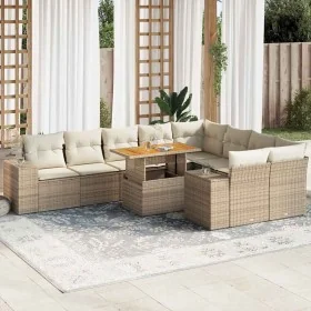 Set sofás jardín y cojines 10 pzas ratán sintético acacia beige von , Gartensets - Ref: Foro24-3327418, Preis: 771,17 €, Raba...