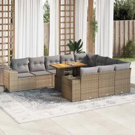 Set sofás jardín y cojines 10 pzas ratán sintético acacia beige by , Garden sets - Ref: Foro24-3327426, Price: 828,33 €, Disc...