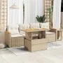Set sofás jardín y cojines 5 pzas ratán sintético acacia beige by , Garden sets - Ref: Foro24-3327432, Price: 399,68 €, Disco...