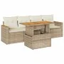 Set sofás jardín y cojines 5 pzas ratán sintético acacia beige by , Garden sets - Ref: Foro24-3327432, Price: 399,68 €, Disco...