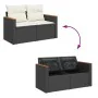 Set sofás jardín y cojines 6 pzas ratán sintético acacia negro by , Garden sets - Ref: Foro24-3327451, Price: 476,76 €, Disco...
