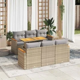 Set sofás jardín y cojines 7 pzas ratán sintético acacia beige von , Gartensets - Ref: Foro24-3327447, Preis: 508,61 €, Rabat...