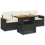 Set sofás jardín y cojines 5 pzas ratán sintético acacia negro von , Gartensets - Ref: Foro24-3327430, Preis: 331,00 €, Rabat...