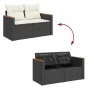 Set sofás jardín y cojines 5 pzas ratán sintético acacia negro von , Gartensets - Ref: Foro24-3327430, Preis: 331,00 €, Rabat...