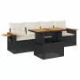 Set sofás jardín y cojines 5 pzas ratán sintético acacia negro by , Garden sets - Ref: Foro24-3327542, Price: 349,90 €, Disco...