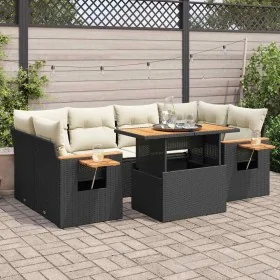 Set sofás jardín y cojines 7 pzas ratán sintético acacia negro von , Gartensets - Ref: Foro24-3327563, Preis: 492,12 €, Rabat...