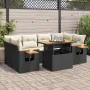 Set sofás jardín y cojines 7 pzas ratán sintético acacia negro by , Garden sets - Ref: Foro24-3327563, Price: 492,12 €, Disco...