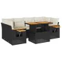 Set sofás jardín y cojines 7 pzas ratán sintético acacia negro by , Garden sets - Ref: Foro24-3327563, Price: 492,12 €, Disco...