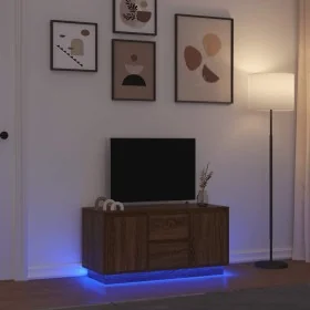 Mueble de TV con luces LED roble marrón 100x41x50 cm by , TV Furniture - Ref: Foro24-861415, Price: 117,02 €, Discount: %