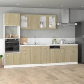 Armario de microondas contrachapada color roble 60x57x207 cm by , Kitchen cabinets - Ref: Foro24-3334019, Price: 221,91 €, Di...