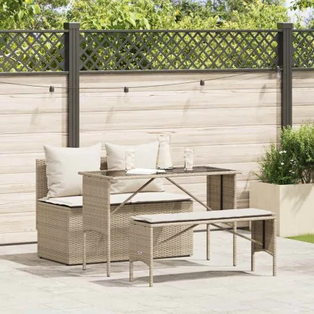 Set comedor de jardín 3 pzas con cojines ratán sintético beige by , Garden sets - Ref: Foro24-4104185, Price: 274,26 €, Disco...