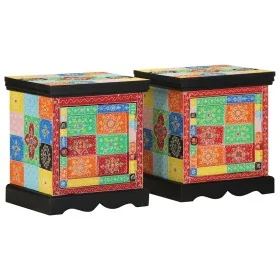Mesilla de noche 2uds Multicolor 40x35x45cm Madera maciza Mango de , Mesitas de noche - Ref: Foro24-4017563, Precio: 175,89 €...
