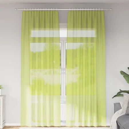 Cortinas de gasa con trabillas 2 uds. verde manzana de , Cortinas y visillos - Ref: Foro24-4102255, Precio: 15,26 €, Descuent...