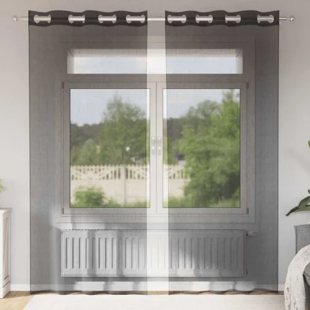 Cortinas de gasa con ojales 2 uds negro140x225 cm by , Curtains and curtains - Ref: Foro24-4102061, Price: 15,00 €, Discount: %