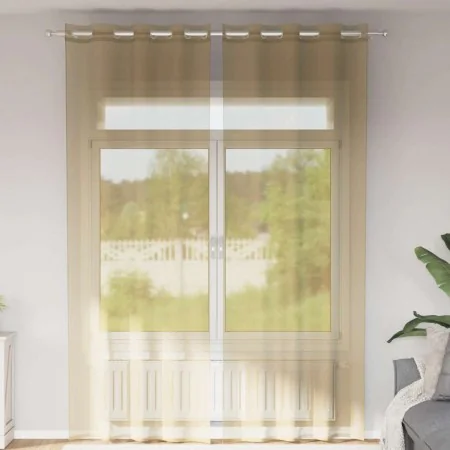 Cortinas de gasa con ojales 2 uds arena von , Vorhänge und Gardinen - Ref: Foro24-4102124, Preis: 15,92 €, Rabatt: %
