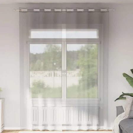 Cortinas de gasa con ojales 2 uds gris claro 140x260 cm von , Vorhänge und Gardinen - Ref: Foro24-4102111, Preis: 15,29 €, Ra...