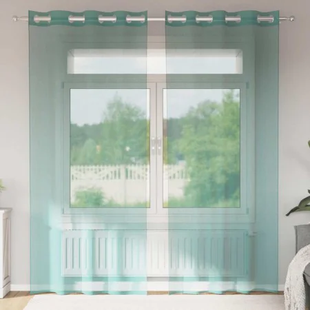 Cortinas de gasa con ojales 2 uds turquesa de , Cortinas y visillos - Ref: Foro24-4102145, Precio: 14,79 €, Descuento: %