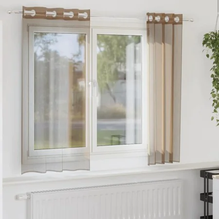 Cortinas de gasa con ojales 2 uds marrón claro von , Vorhänge und Gardinen - Ref: Foro24-4102126, Preis: 14,11 €, Rabatt: %