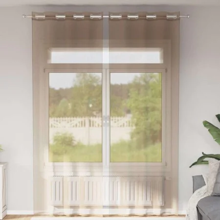 Cortinas de gasa con ojales 2 uds marrón claro by , Curtains and curtains - Ref: Foro24-4102130, Price: 16,17 €, Discount: %