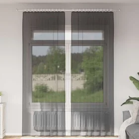 Cortinas de gasa con trabillas 2 uds. negro by , Curtains and curtains - Ref: Foro24-4102260, Price: 15,26 €, Discount: %