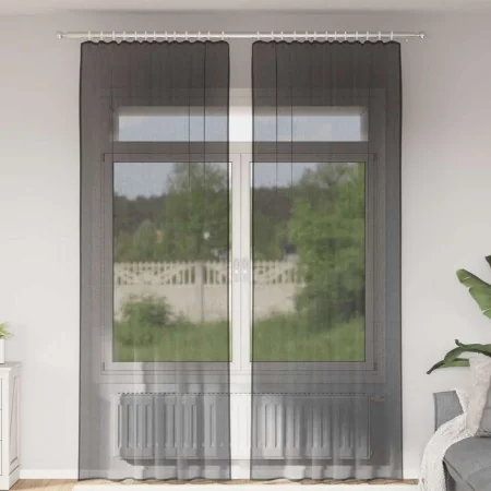 Cortinas de gasa con trabillas 2 uds. negro de , Cortinas y visillos - Ref: Foro24-4102260, Precio: 15,26 €, Descuento: %