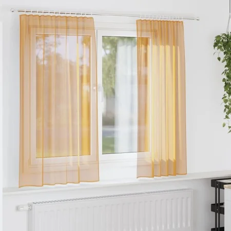 Cortinas de gasa con trabillas 2 uds naranja 140x140 cm von , Vorhänge und Gardinen - Ref: Foro24-4102281, Preis: 13,78 €, Ra...