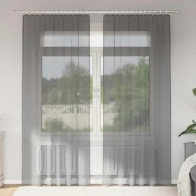 Cortinas de gasa con trabillas 2 uds gris oscuro 140x245 cm by , Curtains and curtains - Ref: Foro24-4102274, Price: 14,92 €,...