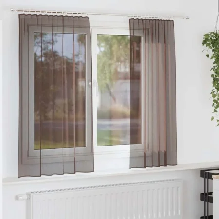 Cortinas de gasa con trabillas 2 uds. marrón by , Curtains and curtains - Ref: Foro24-4102262, Price: 13,35 €, Discount: %