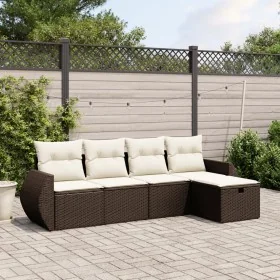Set comedor de jardín 5 piezas y cojines ratán sintético marrón von , Gartensets - Ref: Foro24-3264089, Preis: 340,37 €, Raba...