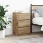 Mesilla de noche con 3 cajones roble artesanal 39x35x65 cm de , Mesitas de noche - Ref: Foro24-861353, Precio: 62,86 €, Descu...