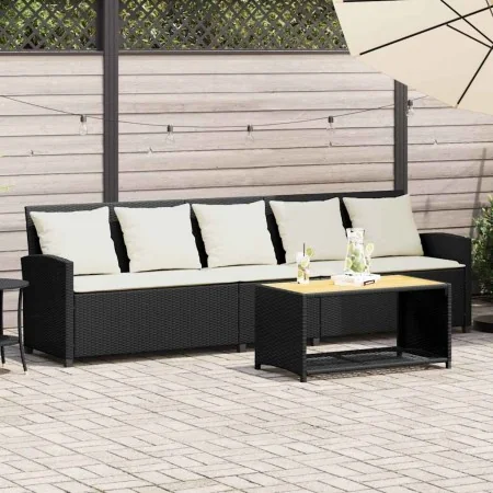 Sofá de jardín de 5 plazas con cojines ratán sintético negro de , Conjuntos de jardín - Ref: Foro24-4104111, Precio: 326,36 €...