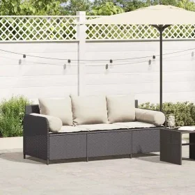 Sofá de jardín de 3 plazas con cojines ratán sintético negro by , Outdoor sofas - Ref: Foro24-4104172, Price: 231,32 €, Disco...