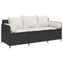 Sofá de jardín de 3 plazas con cojines ratán sintético negro by , Outdoor sofas - Ref: Foro24-4104172, Price: 231,32 €, Disco...