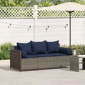 Sofá de jardín de 3 plazas con cojines ratán sintético gris by , Outdoor sofas - Ref: Foro24-4104179, Price: 238,98 €, Discou...