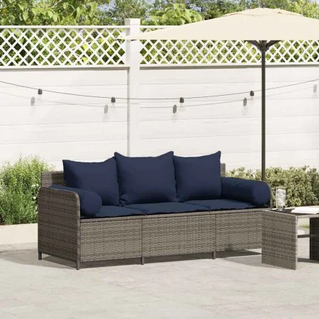 Sofá de jardín de 3 plazas con cojines ratán sintético gris by , Outdoor sofas - Ref: Foro24-4104179, Price: 238,98 €, Discou...