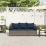 Sofá de jardín de 3 plazas con cojines ratán sintético gris by , Outdoor sofas - Ref: Foro24-4104179, Price: 238,98 €, Discou...