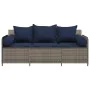 Sofá de jardín de 3 plazas con cojines ratán sintético gris by , Outdoor sofas - Ref: Foro24-4104179, Price: 238,98 €, Discou...
