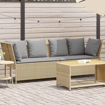 Sofá de jardín con cojines ratán sintético beige by , Outdoor sofas - Ref: Foro24-4104126, Price: 312,91 €, Discount: %