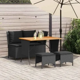 Juego comedor jardín 4 piezas con cojines ratán sintético negro von , Gartensets - Ref: Foro24-4104132, Preis: 339,44 €, Raba...