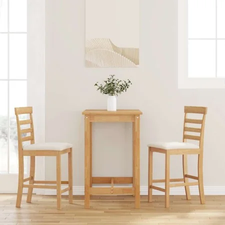 Taburetes de bar con cojines 2 uds madera maciza natural caucho von , Küchenhocker - Ref: Foro24-4102539, Preis: 119,94 €, Ra...