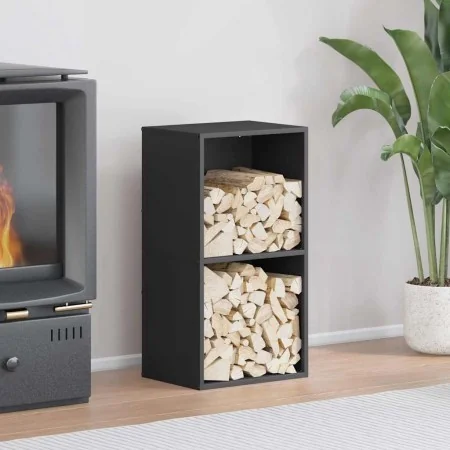 Leñero negro 40x30x75 cm Acero laminado en frío de , Bolsas y soportes de leña - Ref: Foro24-864191, Precio: 81,47 €, Descuen...