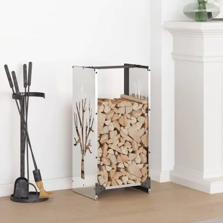Leñero 40x30x80 cm acero inoxidable by , Firewood bags and holders - Ref: Foro24-864229, Price: 66,82 €, Discount: %